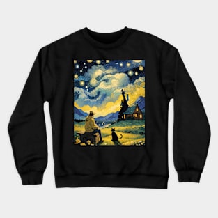 Starry Night Cat, Van Gogh Cat, Cat Lover, Cat Mom, Cat Dad Crewneck Sweatshirt